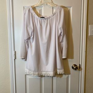 ASHLEY STEWART White Off The Shoulder Blouse
